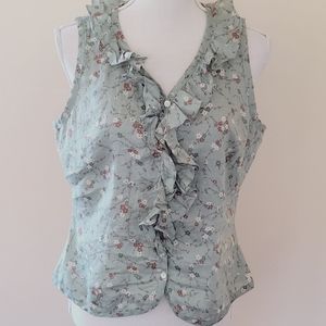 J. Jill olive floral blouse size mp